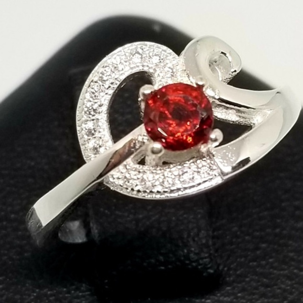 Natural Rhodolite Garnet Silver Ring
